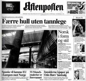 Figur 2: Tannlegebesøk og hull. Fra Aftenposten 2. oktober 1998.